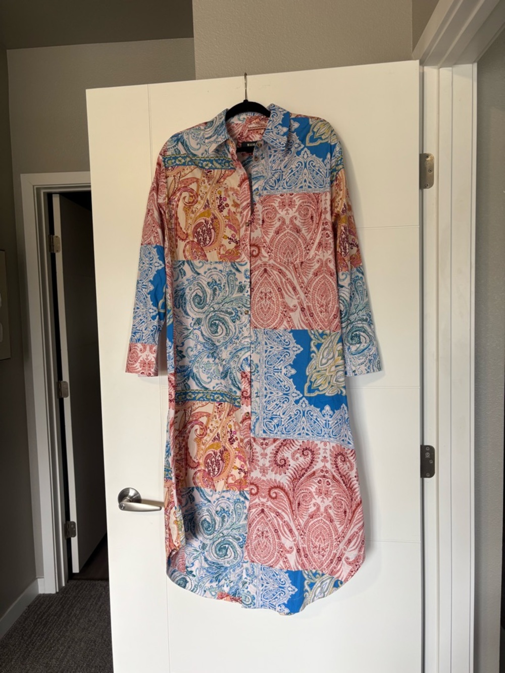 Anthropologie Maeve the Soren long sleeve shirt dress size M patchwork paisley - Picture 3 of 11